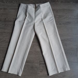 J Crew cropped ankle pants. Cream Size 2. Linen cotton blend. Exposed zipper